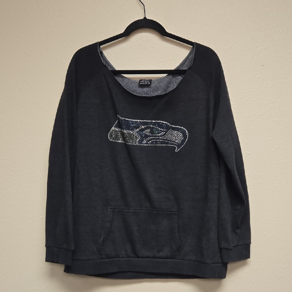 Seattle Seahawks Off-the-shoulder Sequin Sweatshirt